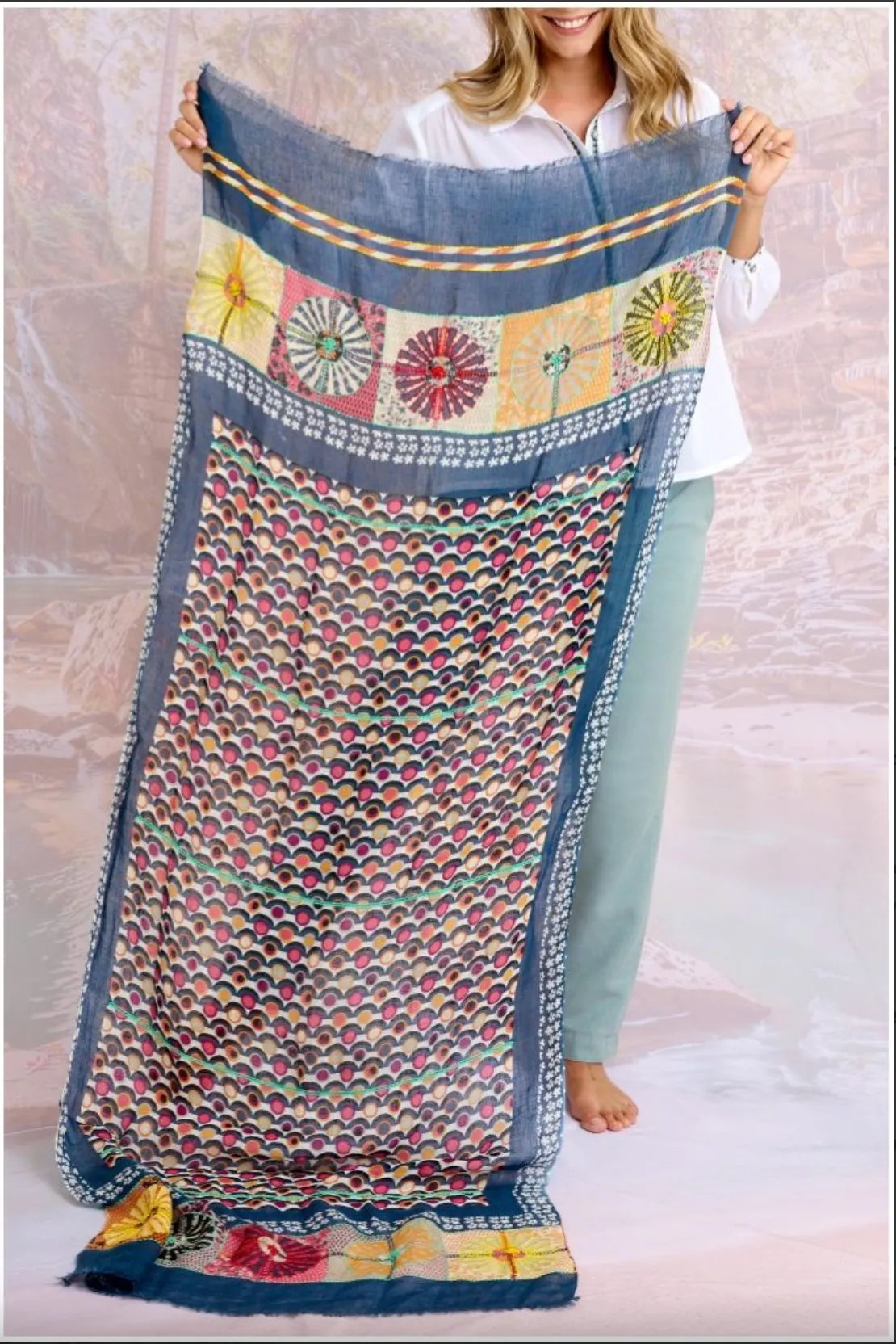 Bella Linen Scarf Marine