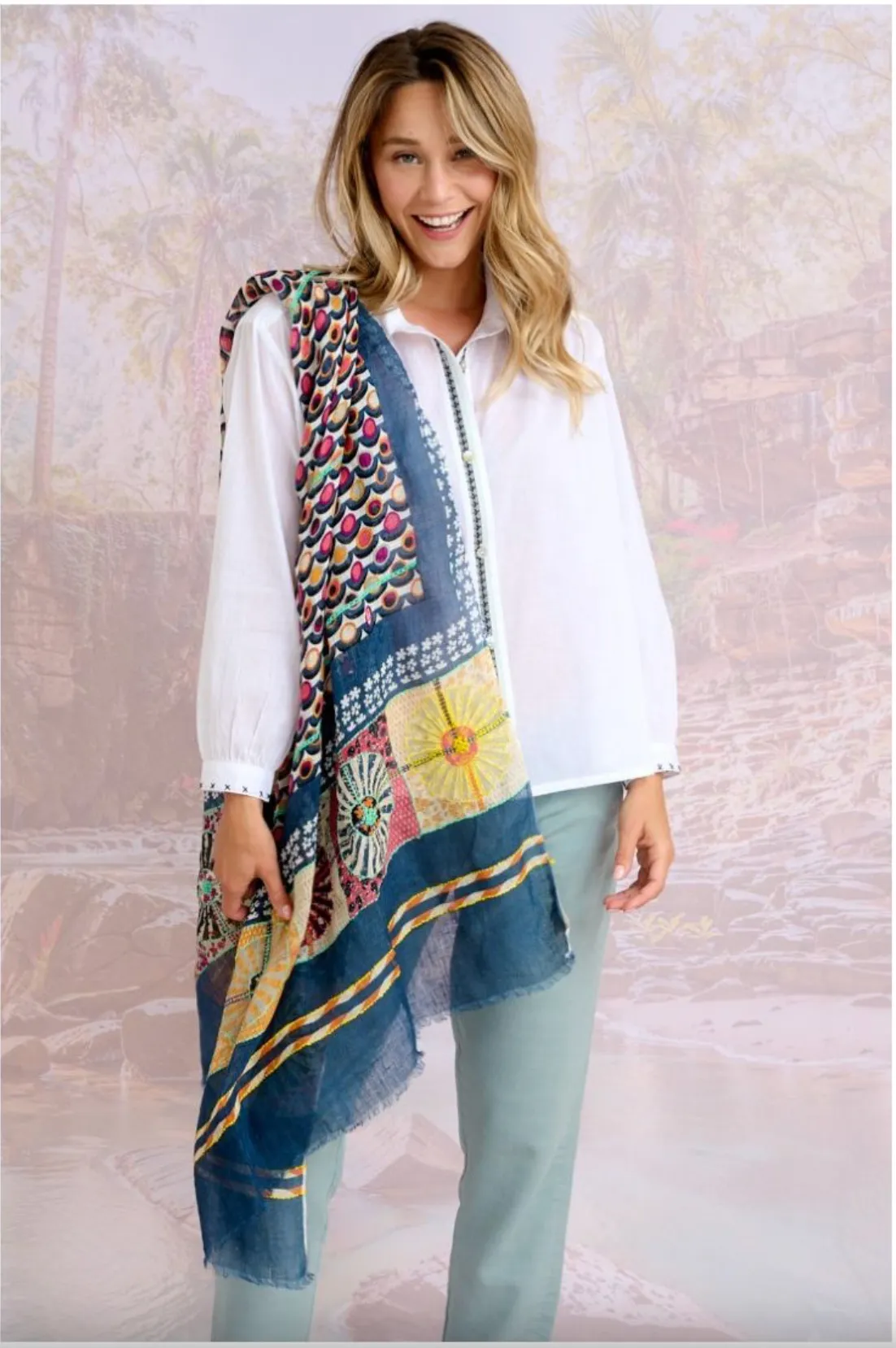 Bella Linen Scarf Marine