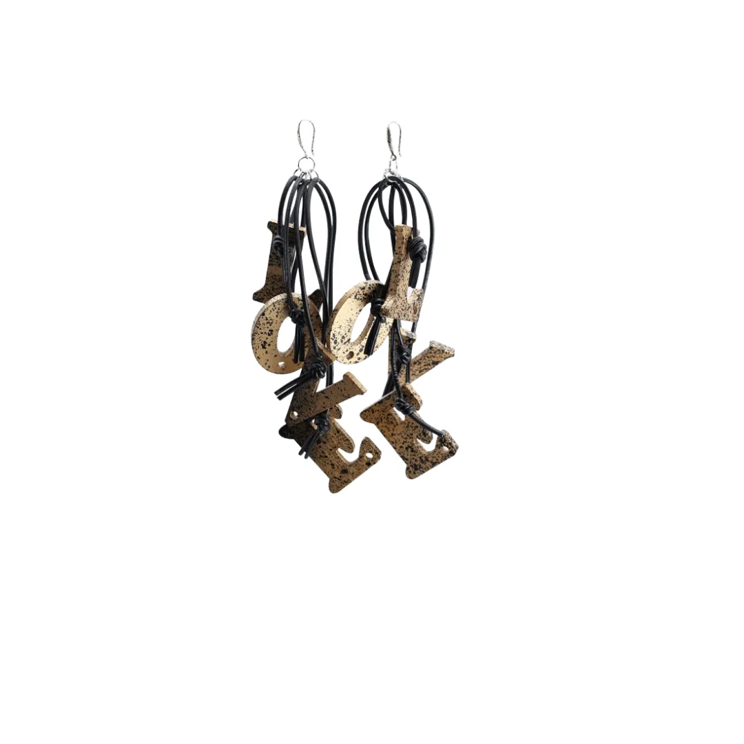 Big LOVE Leatherette Earrings - Gold