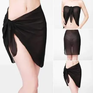 Bikini Sarong Wrap Beach Scarf - Black