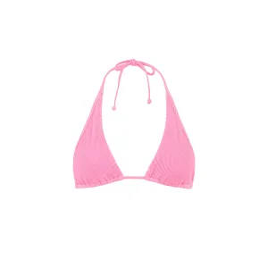 Bind Tie Halter Bikini Top - Taffy Pink Ribbed