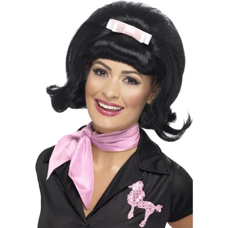 Black 1950's Flicked Beehive Wig