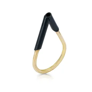 Black and Gold Cone Gold-Plated Ring