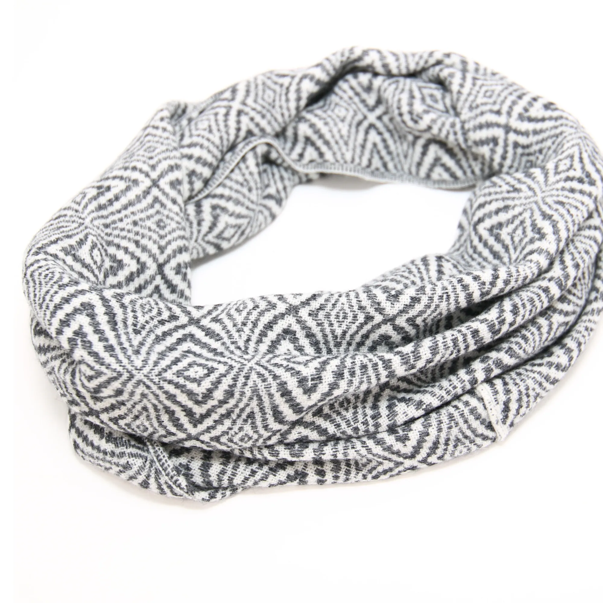 Black and White Alpaca Infinity Scarf