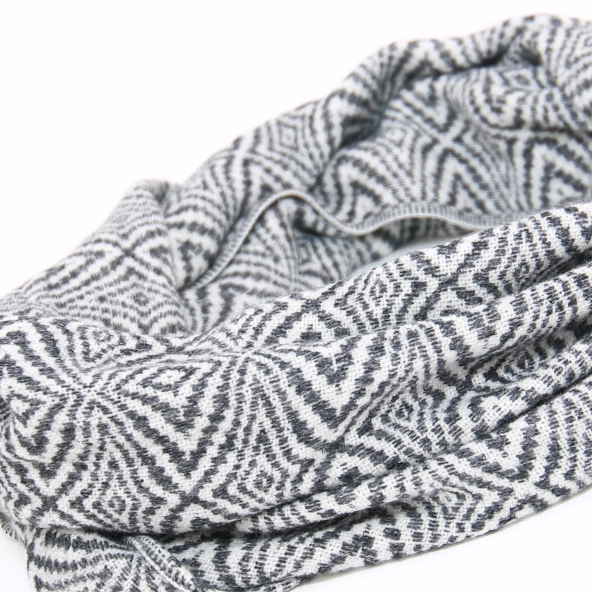 Black and White Alpaca Infinity Scarf