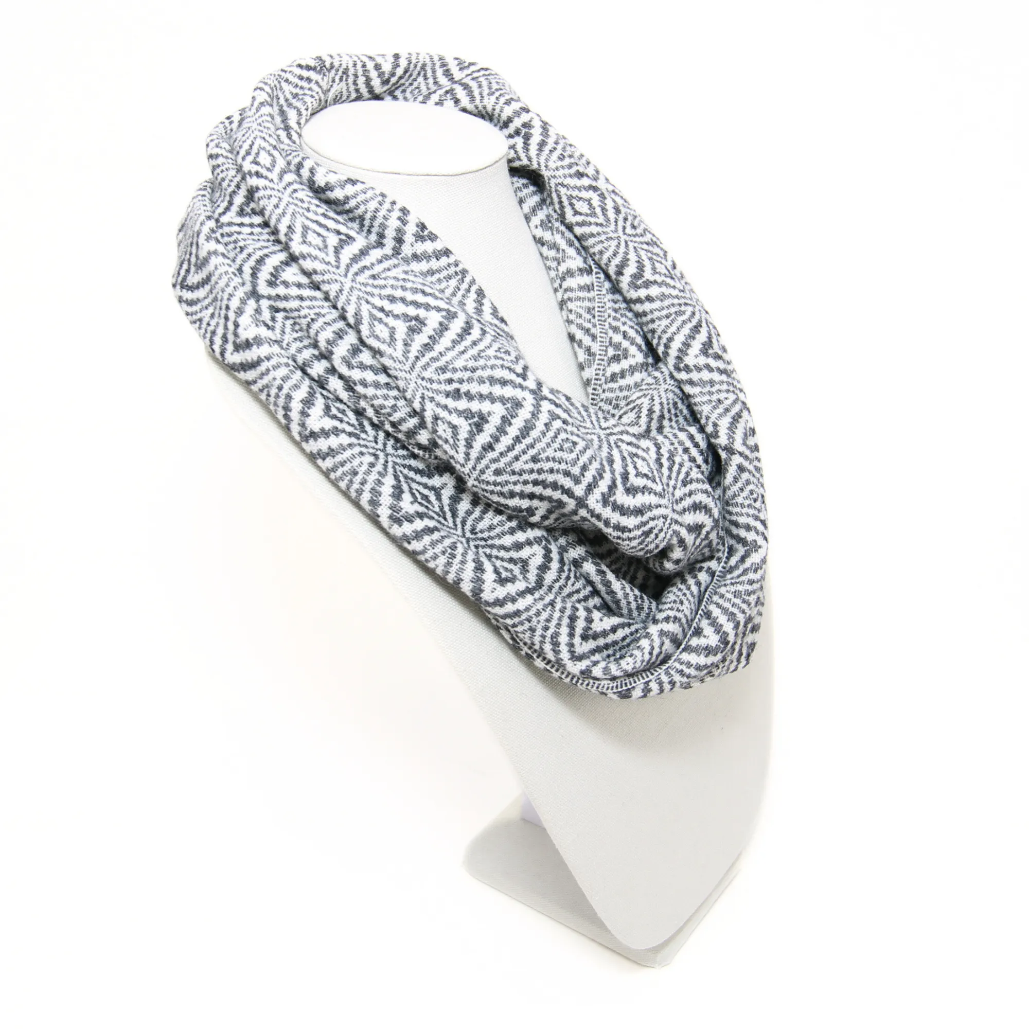 Black and White Alpaca Infinity Scarf