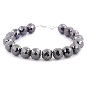 Black Diamond Bracelet-8 to 9 In. Long 5mm beads.45 Cts. Silver Wire