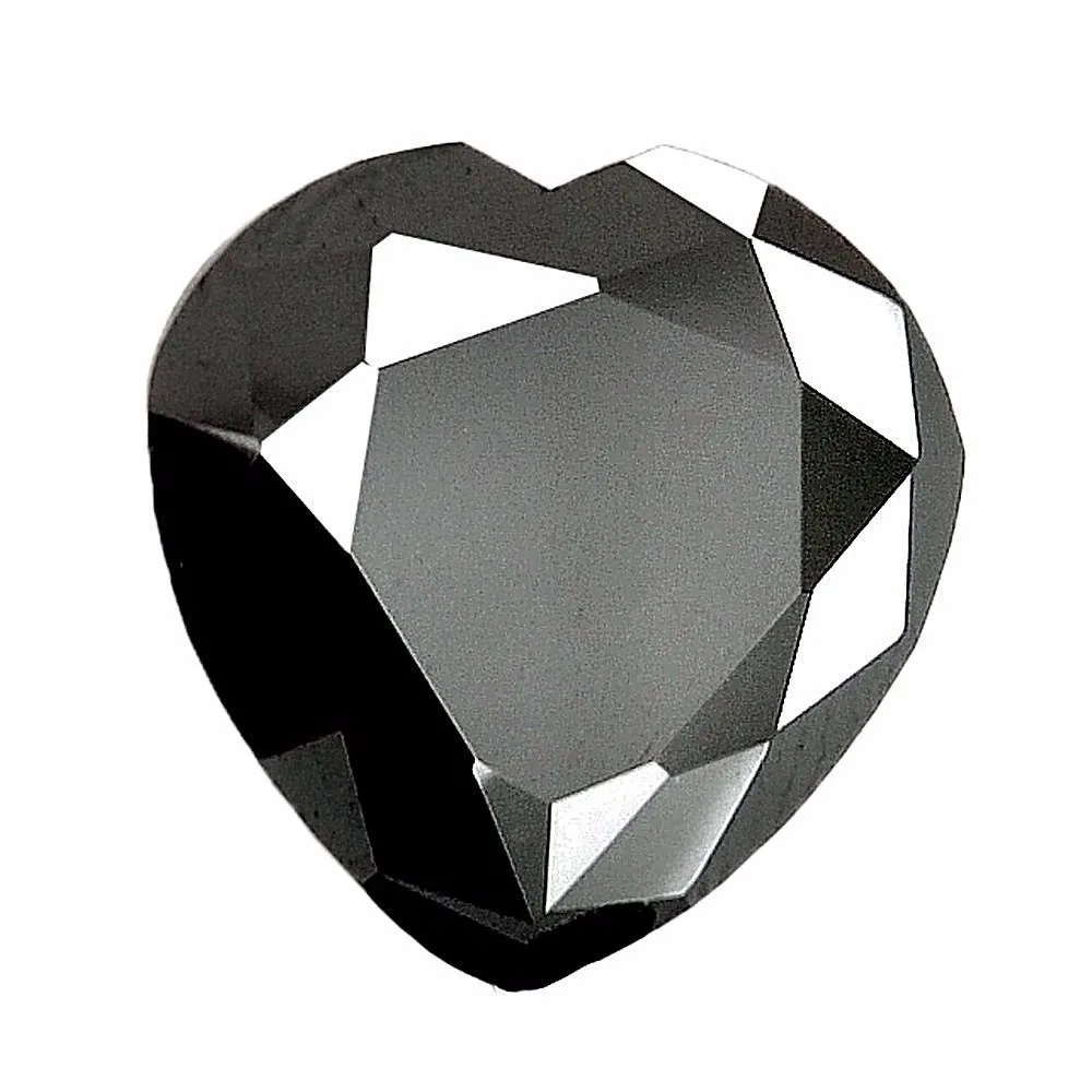 Black Diamond Solitaire-Heart Shape.3.55 Cts.Earth mined CERTIFIED.AAAA