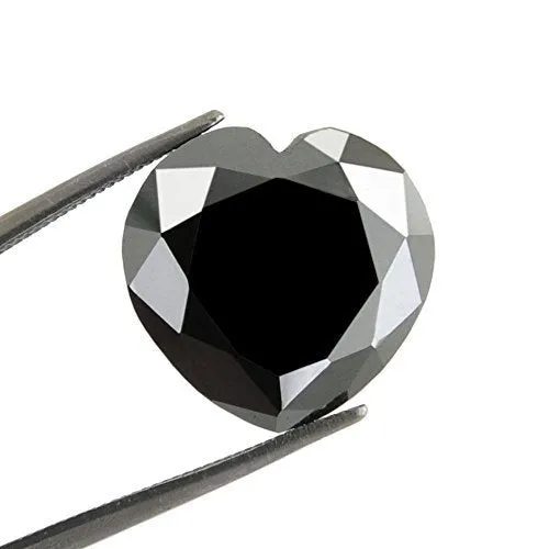 Black Diamond Solitaire Loose Heart Checker Cut 3.75 Cts.Earth Mined