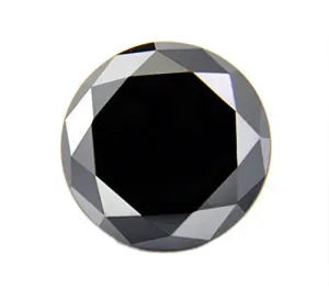 Black Diamond Solitaire Loose Round Brilliant Cut 4.05 ct. Earth mined