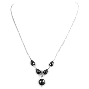 Black Diamond Sterling Silver Chain Necklace.AAA.Certified.