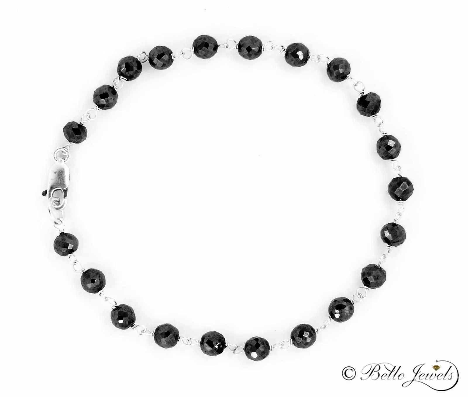 Black Diamonds Bracelet - 18 carats. 4 mm.6-8".CERTIFIED.AAA Earth Mined