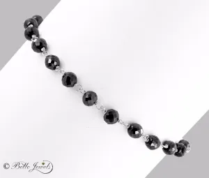 Black Diamonds Bracelet - 18 carats. 4 mm.6-8".CERTIFIED.AAA Earth Mined