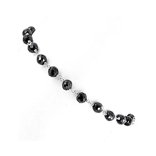 Black Diamonds Bracelet - 18 cts.4 mm. 6-8".Silver Clasp.CERTIFIED.AAA