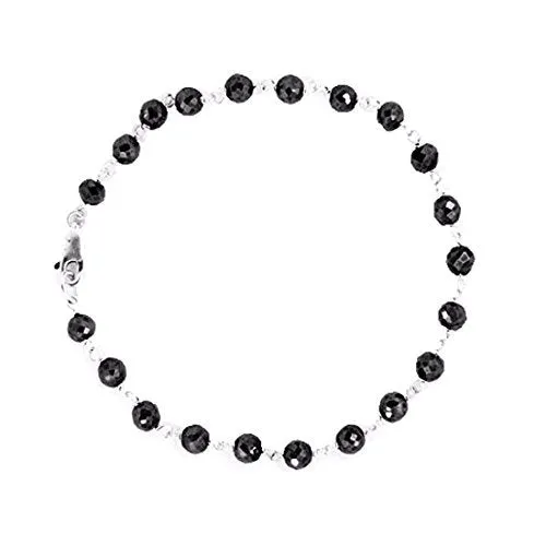 Black Diamonds Bracelet - 18 cts.4 mm. 6-8".Silver Clasp.CERTIFIED.AAA