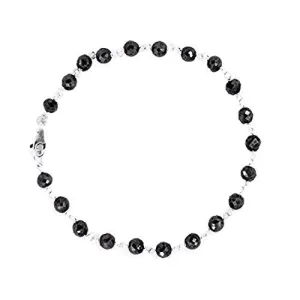 Black Diamonds Bracelet - 18 cts.4 mm. 6-8".Silver Clasp.CERTIFIED.AAA