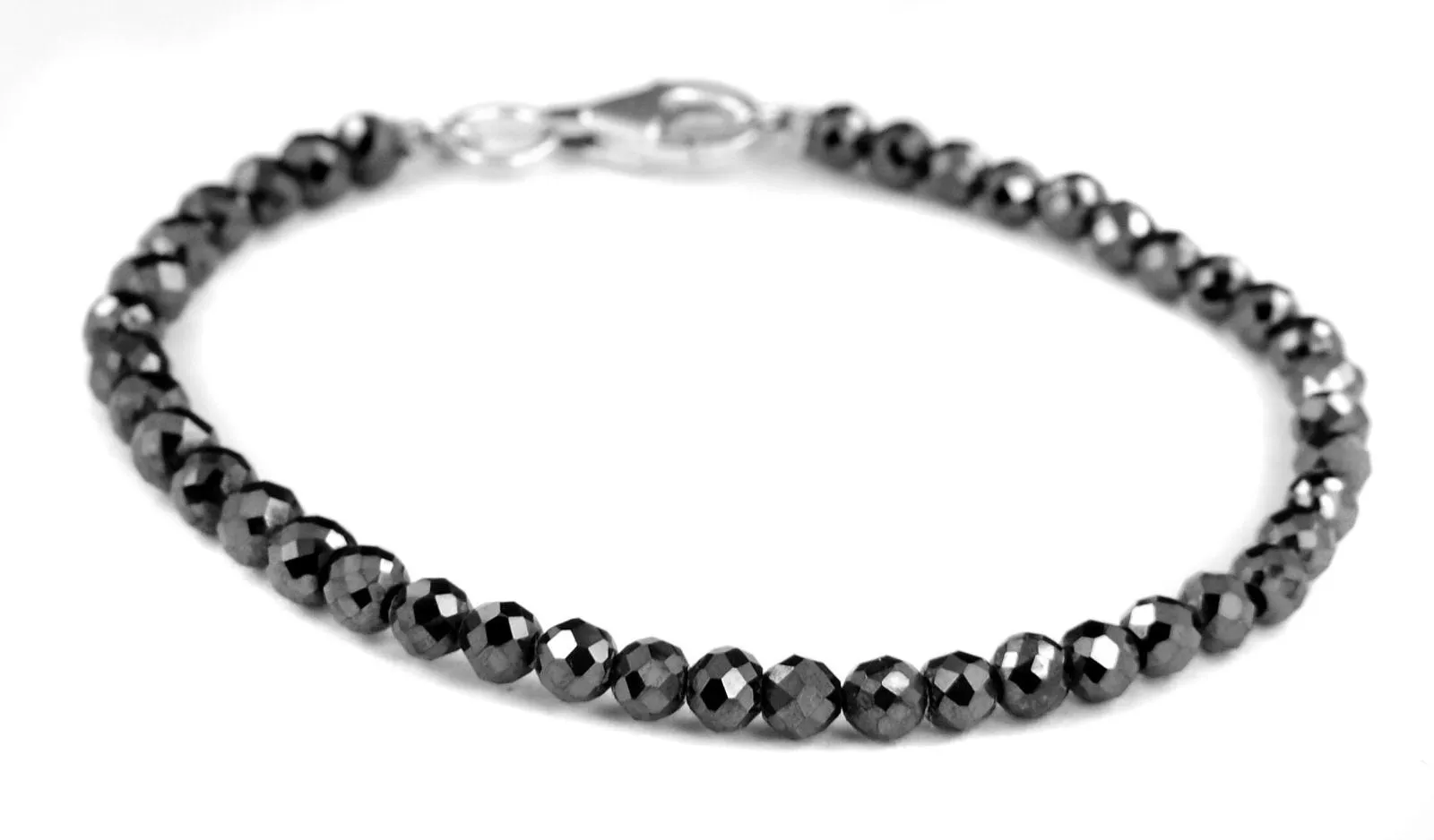 Black Diamonds Bracelet-20 carats. 3-3.5 mm Faceted Diamond AAA.Silver