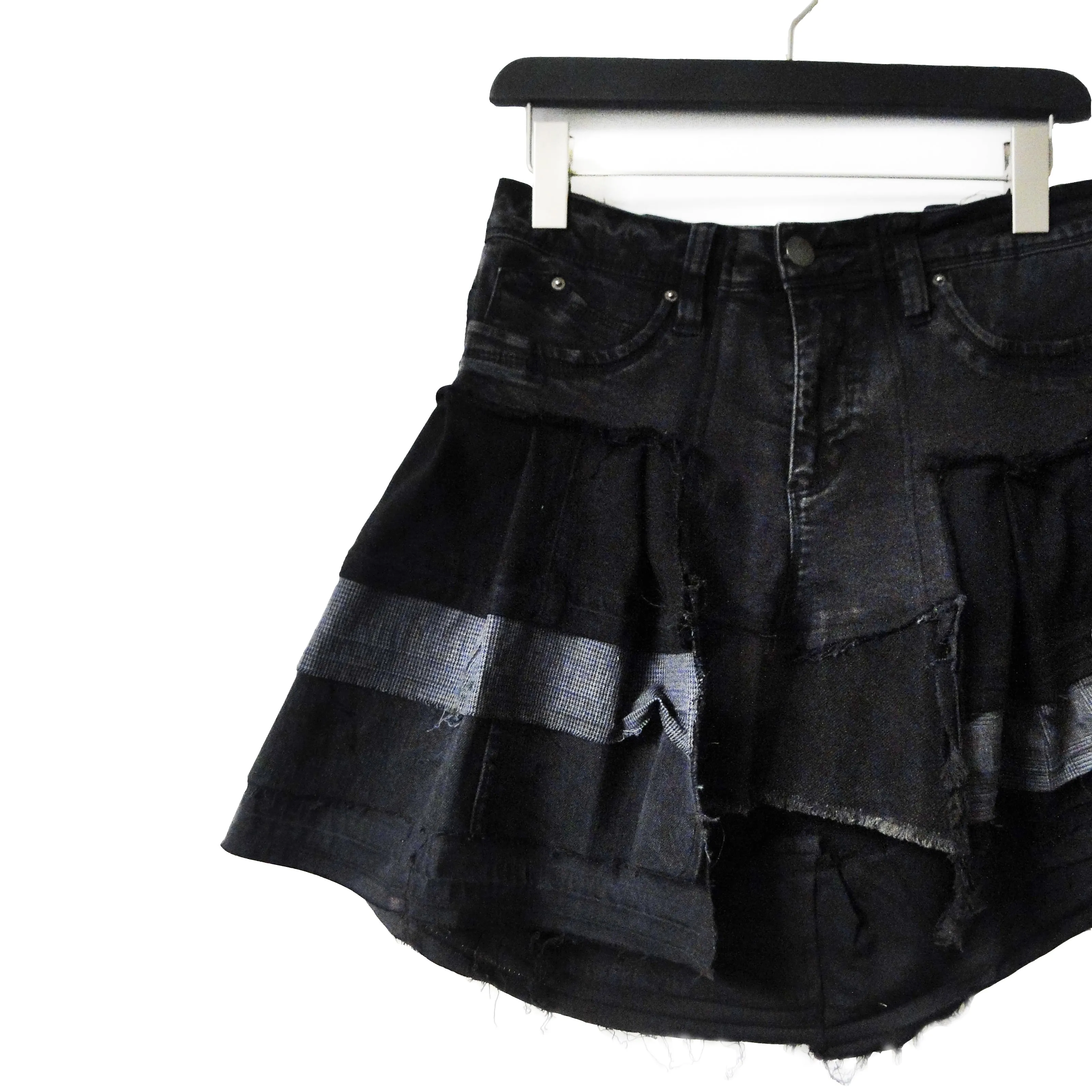 Black Mamba - Genderless Upcycled Denim Skirt