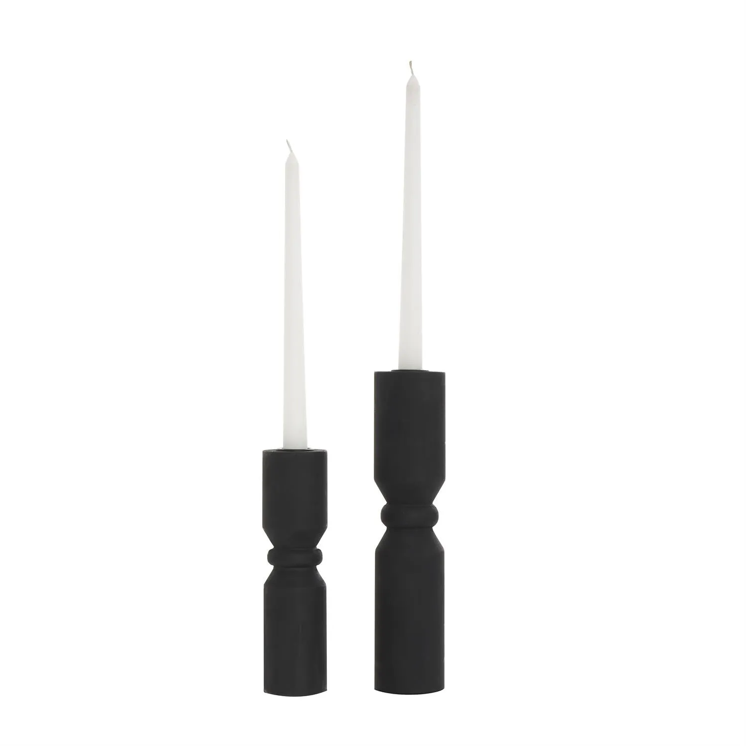 BLACK WOOD MINIMALISTIC TAPERED CANDLE HOLDER,