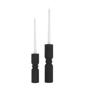 BLACK WOOD MINIMALISTIC TAPERED CANDLE HOLDER,