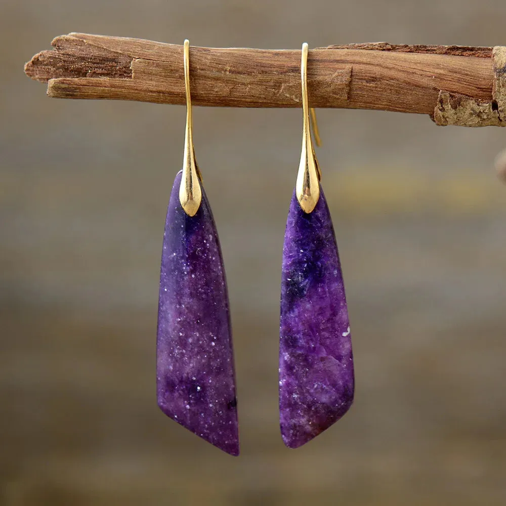 Blue Apatite Gold Drop Earrings