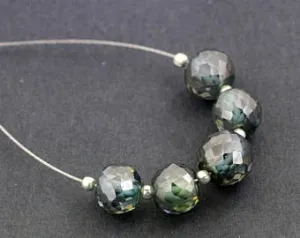 Blue Diamond Beads- 6 mm-Diamonds. Brazil-Earth Mined Certified.