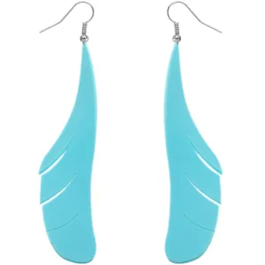 Blue Long Side Cut Drop Earrings
