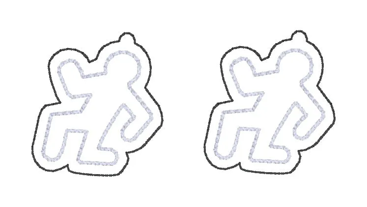 Body Outlines earrings machine embroidery design ITH DIGITAL DOWNLOAD