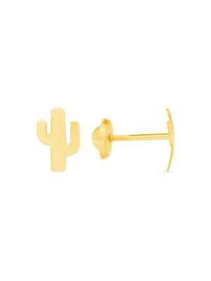 Cactus Stud Earrings 14K