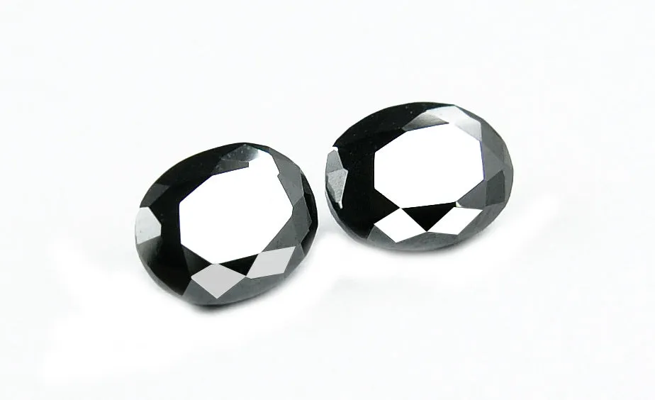 Certified 3.840 ct Oval Cut African Black Diamond Pair.AAA Earth Mined