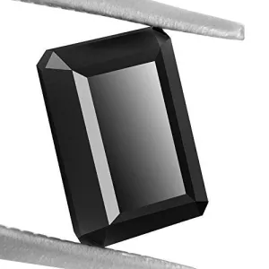 Certified 6.25 Ct Radiant Cut Loose African Black Diamond.Earth Mined