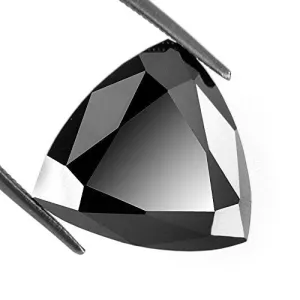 Certified Black Diamond Solitaire Loose Trillion Cut 4.75 Ct Earth Mined