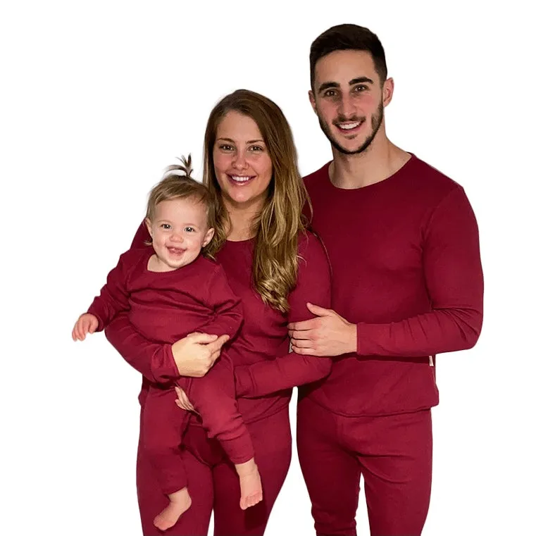 Claret Red Ribbed Lounge Set