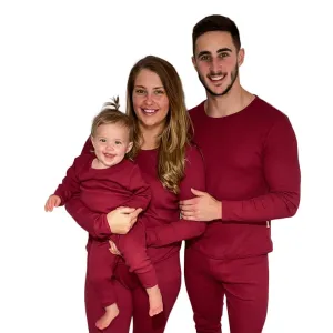 Claret Red Ribbed Lounge Set