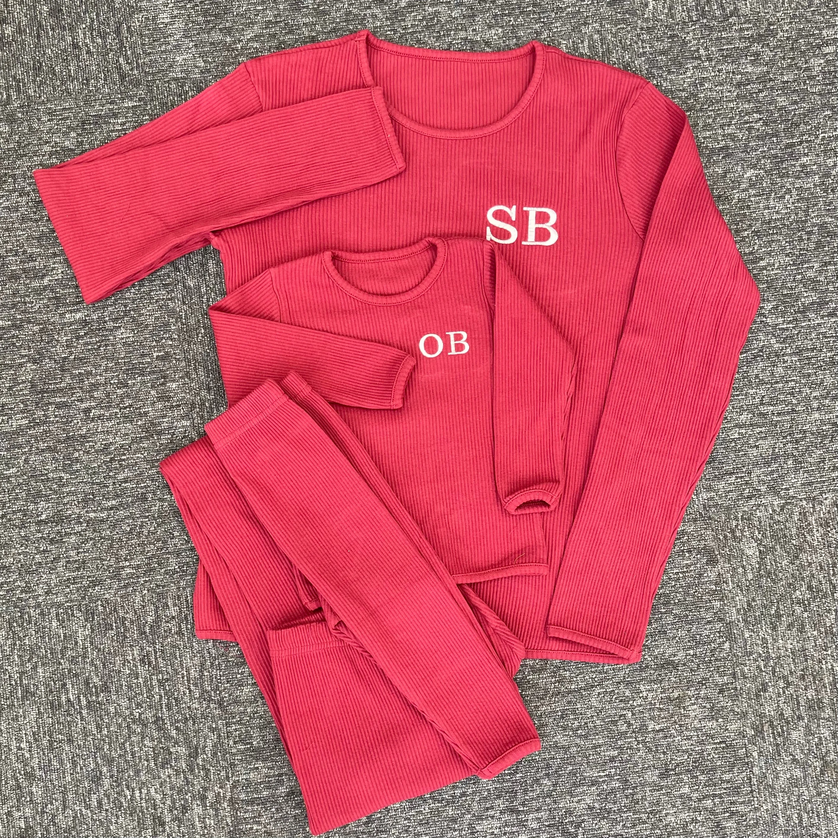Claret Red Ribbed Lounge Set