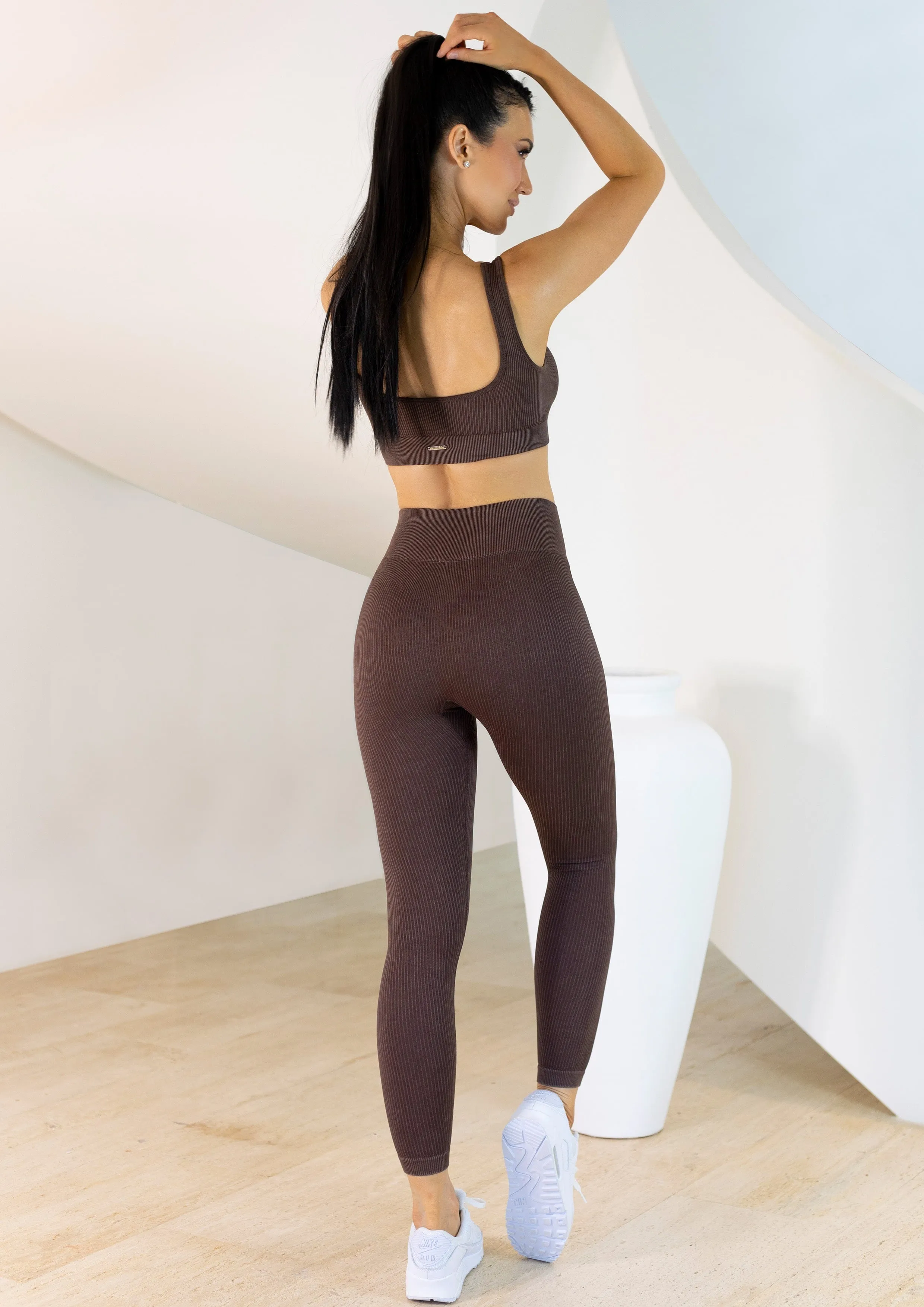 Coffee Ribbed Seamless Legging
