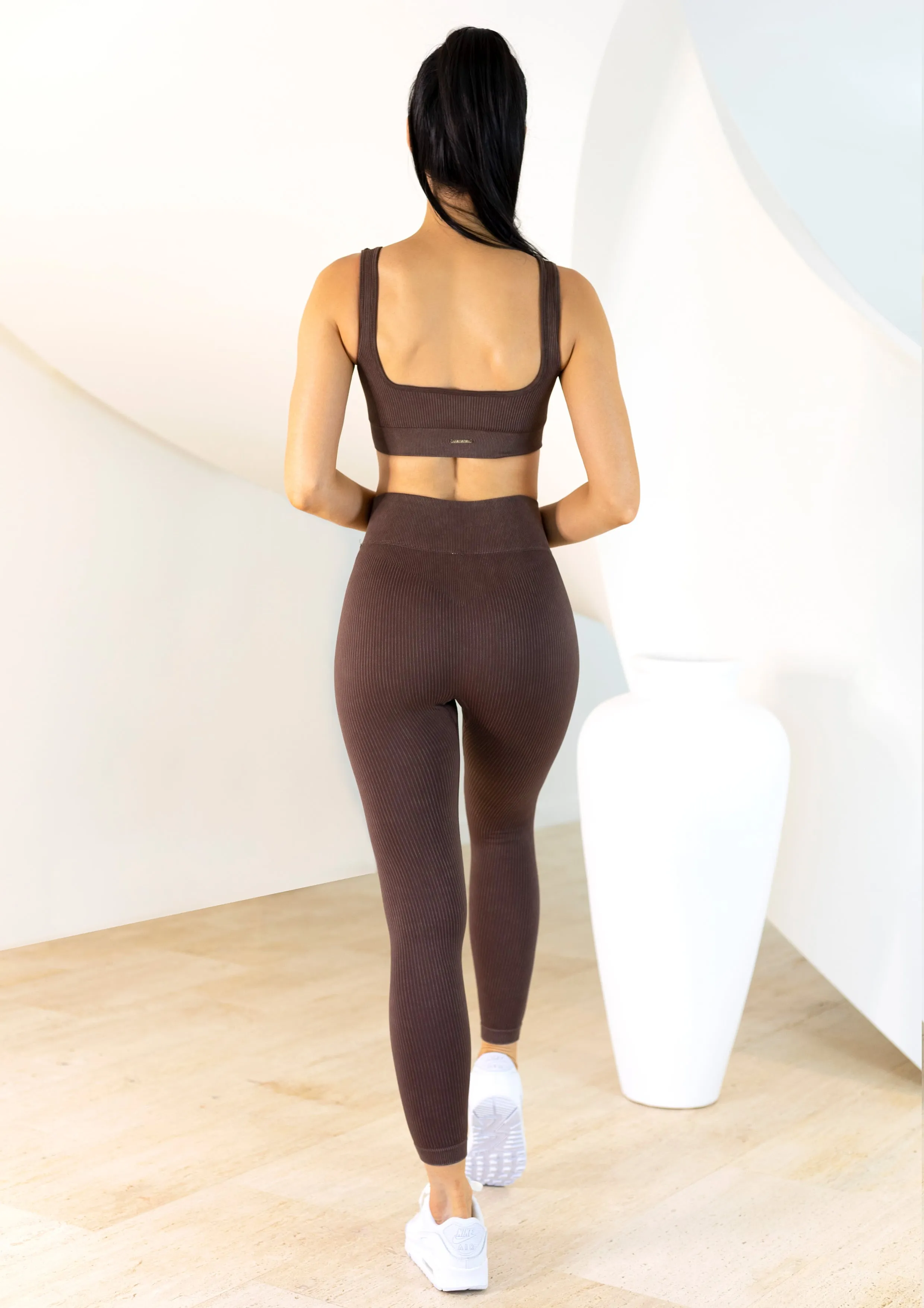 Coffee Ribbed Seamless Legging