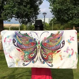 Colorful Butterfly Rectangle Scarf - White