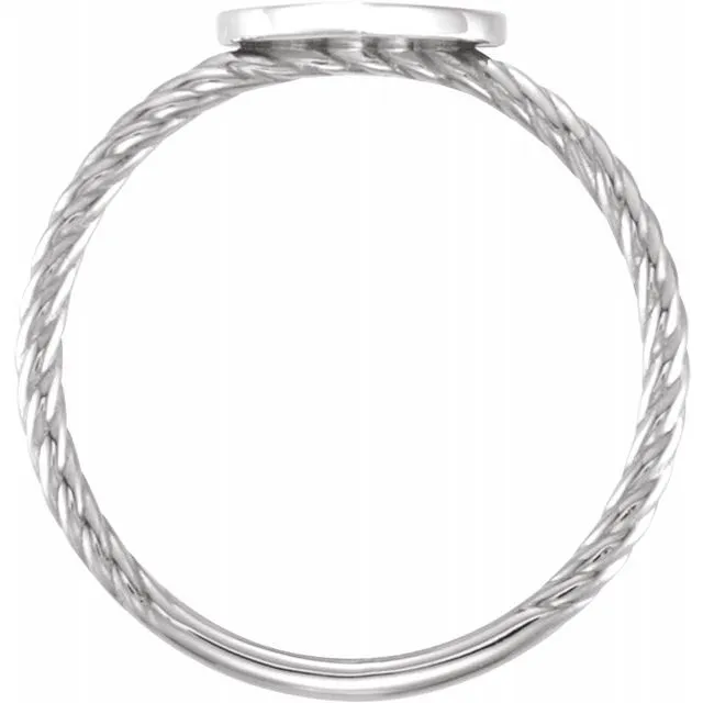 Continuum Sterling Silver Heart Engravable Rope Ring