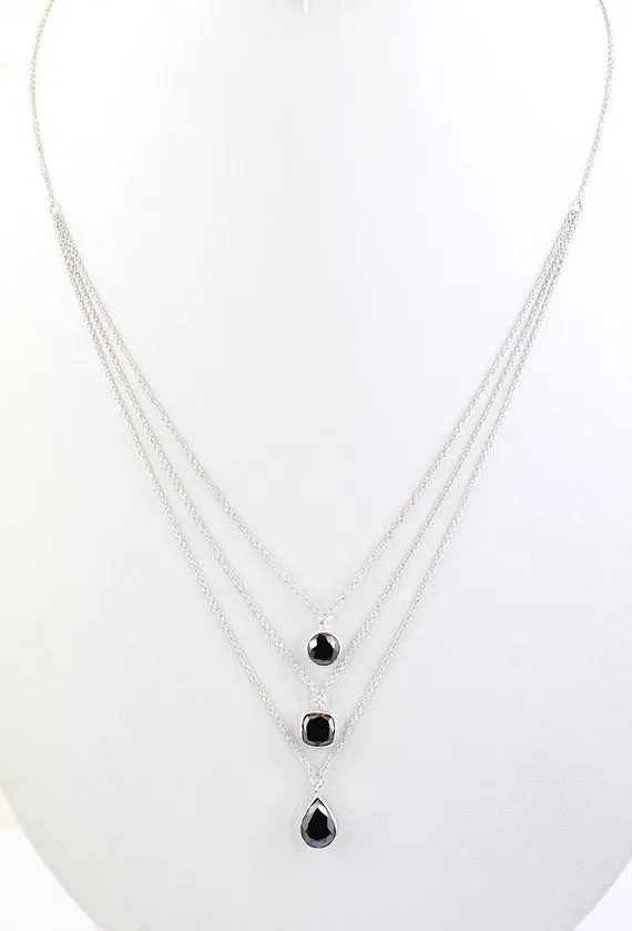 Copy of 3mm AAA Quality Certified Black Diamond Necklace, Free 1 Carat Black Diamond Studs