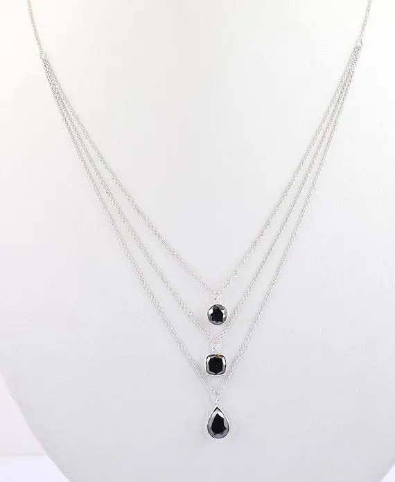 Copy of 3mm AAA Quality Certified Black Diamond Necklace, Free 1 Carat Black Diamond Studs