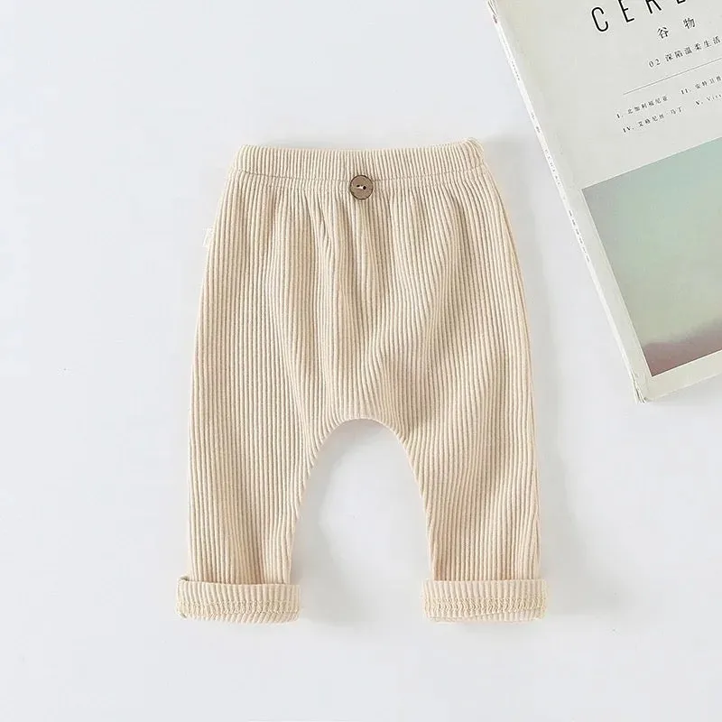 Cream Baby Boys Ribbed Leggings