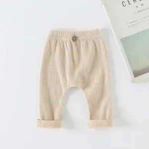 Cream Baby Boys Ribbed Leggings