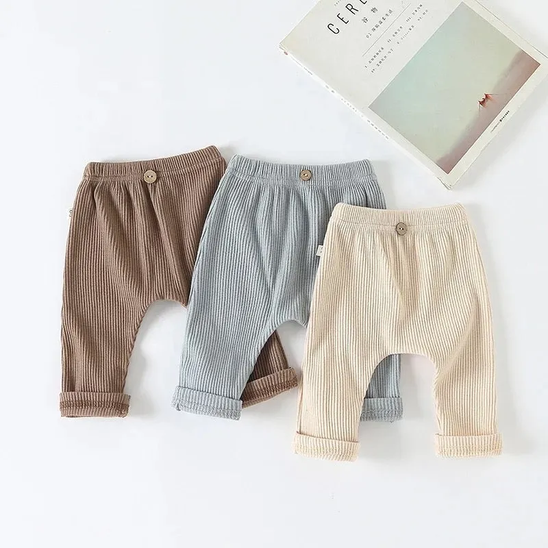 Cream Baby Boys Ribbed Leggings