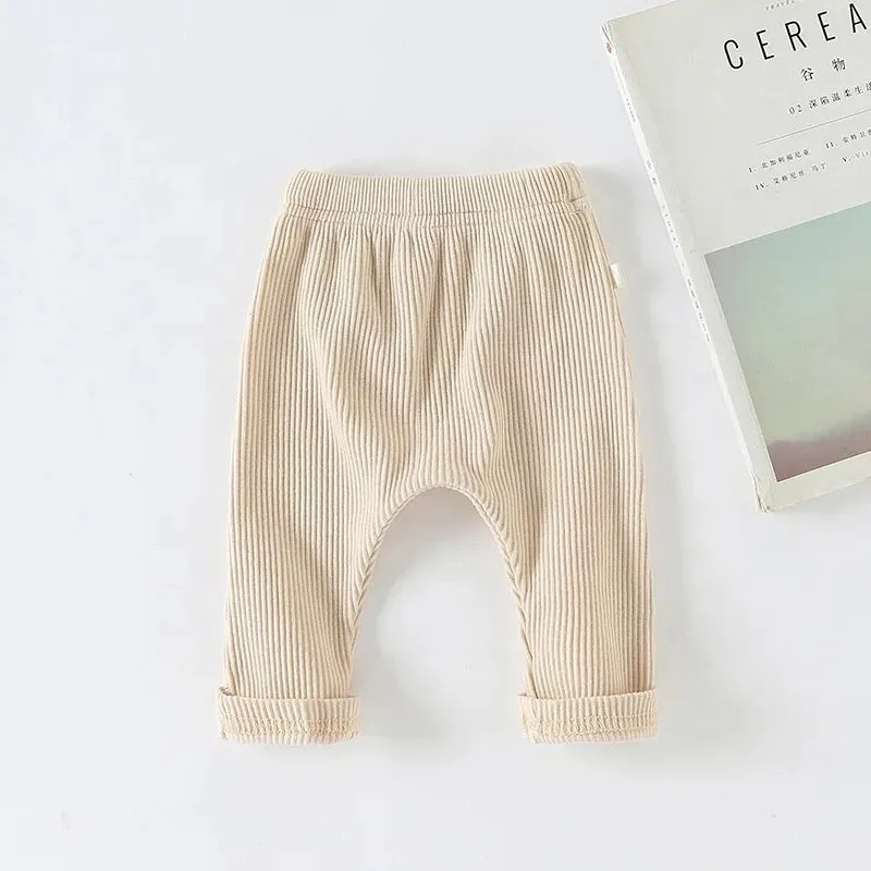 Cream Baby Boys Ribbed Leggings