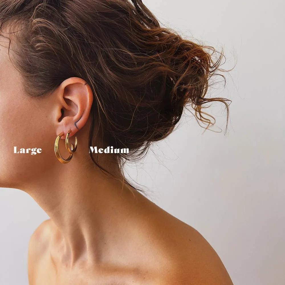 Crescent Hoops Gold Medium