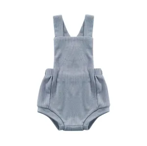 Crossed Back Ribbed Romper | Pale Blue