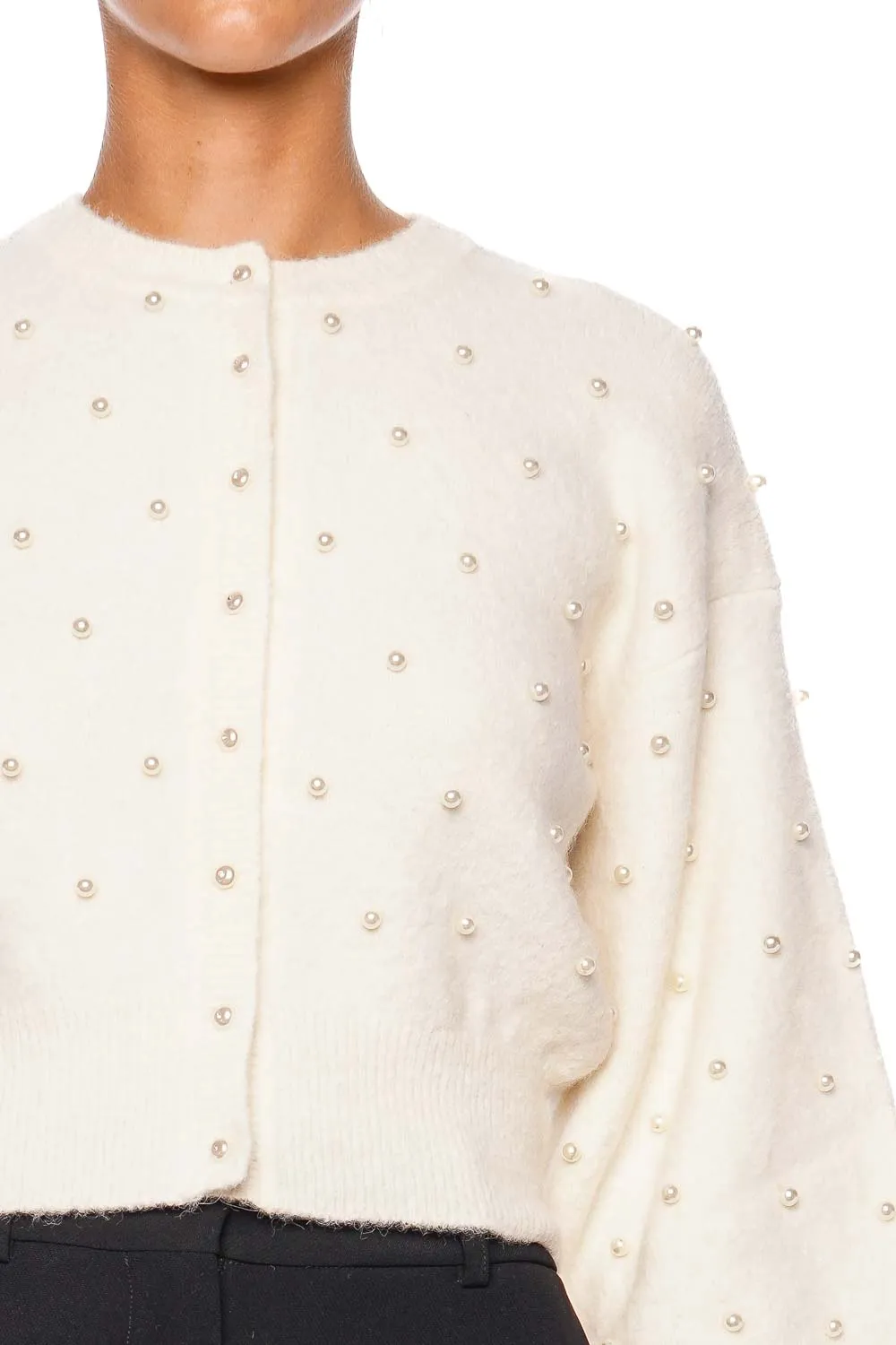 Crush Ivory Pearl Beaded Cardigan
