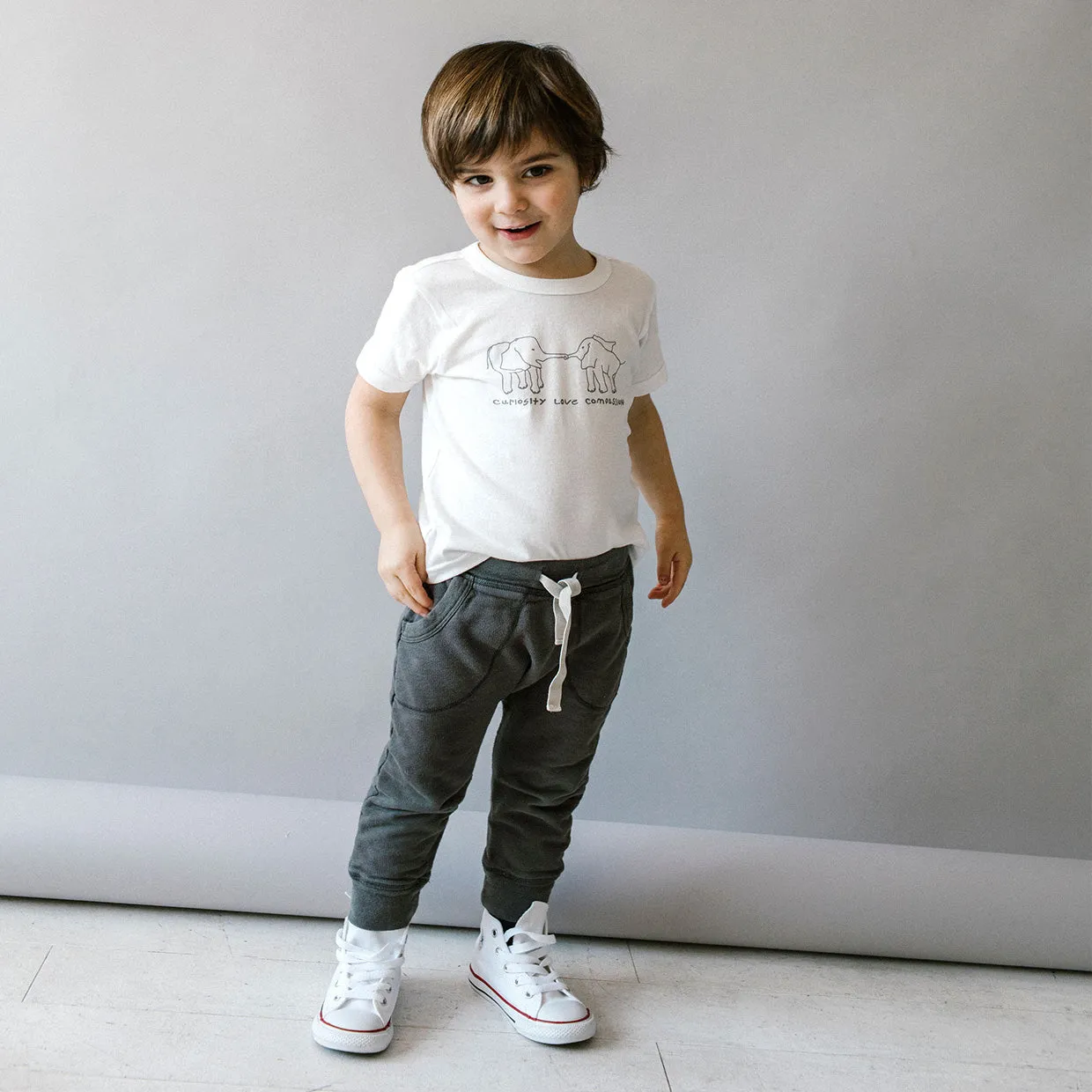 'curiosity love compassion' tee