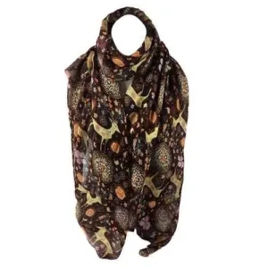 Cute Deer Pattern Embellished Silky Chiffon Scarf - Light Coffee